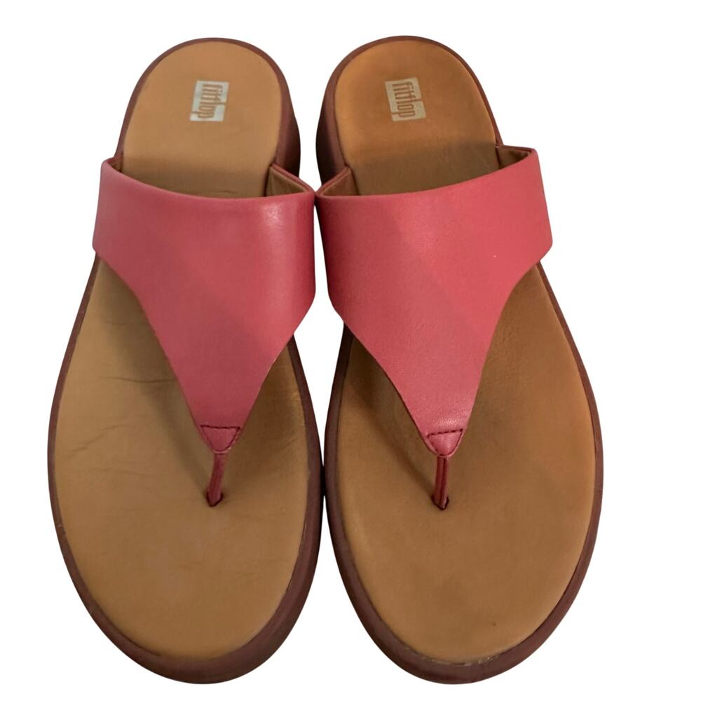 FitFlop Sandals Women's 10 EU 42 Pink Leather Thong Comfort Shoes